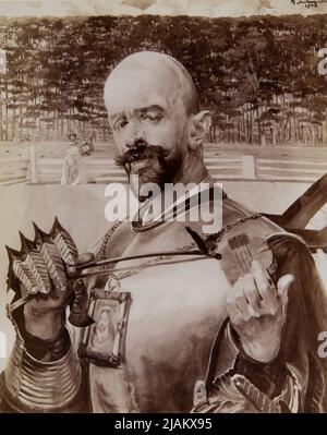 Self portrait in armor with violinists, reproduction of the image of Jacek Malczewski Krieger, Amalia (1846 1928) Stock Photo