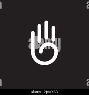 Hand palm line art mono line vector logo design Stock Vector