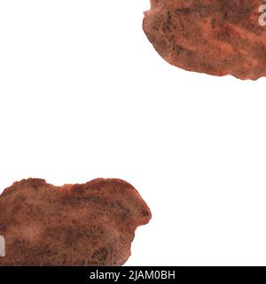 Banner abstrac watercolor texture with coffee stain isolated on white background. Brown hand drawn art for design backgrounds, cards, banner, menu and Stock Photo
