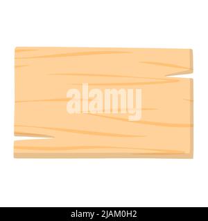Rectangular wooden plaque isolated vector. Simple blank billboard for text or information cartoon. Signboard decorative element Stock Vector