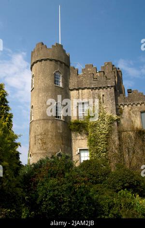 Malahide Castle is a Norman structure in north county Dublin, Ireland. et on 250 acres of park land in the pretty seaside town of Malahide. Stock Photo