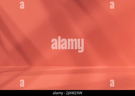 Empty pink studio space with deep artistic shadow. Minimalistic space concept Stock Photo