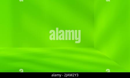 Empty corner of green room with deep artistic shadow. Minimalistic 3d space concept Stock Photo