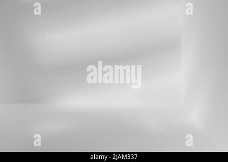 Empty light studio corner with light striped shadow. Sparse template and background Stock Photo