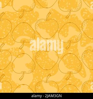 seamless pattern hand drawn doodle apple fruits. Stock Vector