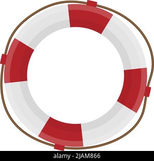 red and white life buoy isolated on white background, vector illustration Stock Vector
