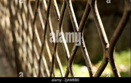 close-up old rusty iron fence Stock Photo