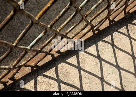 close-up old rusty iron fence Stock Photo