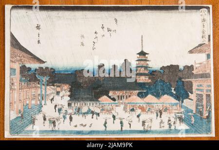 Courtyard of the Kinryuzan temple in the Asakusa district, from the series: the famous views of Edo / Edo Meisho HIROSHIGE, UTAGAWA (1797 1858) Stock Photo