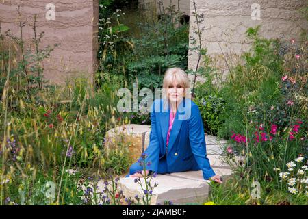 Dame Joanna Lumley, actress model and activist, at the RHS Chelsea Flower Show. She is a National Treasure. Stock Photo