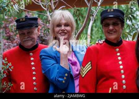 Dame Joanna Lumley, actress model and activist, at the RHS Chelsea Flower Show. She is a National Treasure. Stock Photo