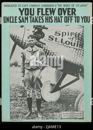 You Flew Over, Uncle Sam Takes His Hat Off to You by Joe Verges, Charles Harrison Music Sheet Cover Stock Photo