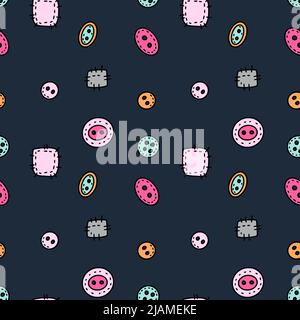 Sewing button seamless pattern. Colorful cute illustration Stock Vector