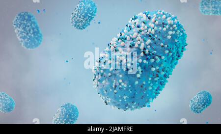 Monkey pox virus 3D closeup abstract illustration Stock Photo