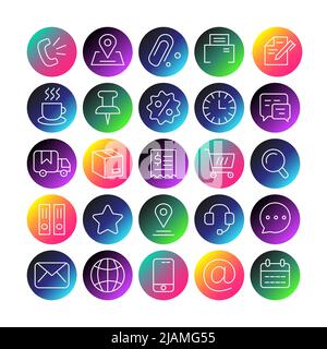 Modern line business gradient website icon set. Vector illustration Stock Vector