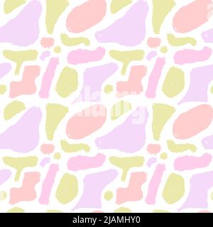 Abstract pastel seamless pattern with different shapes. Modern trendy illustration. Childrens gentle pattern. Hand drawn various shapes and doodle. Stock Vector