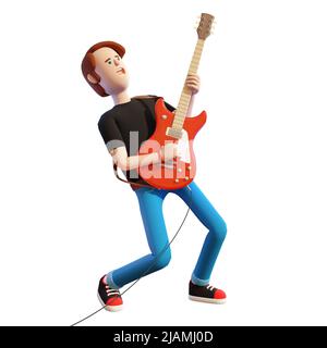 3d guitarist with electric guita Stock Photo