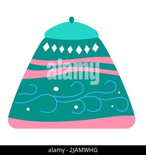 Decorative dishes with a lid - modern flat design style single isolated object Stock Vector