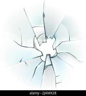 Screen break. Transparent glass cracks. Realistic damage Stock Vector