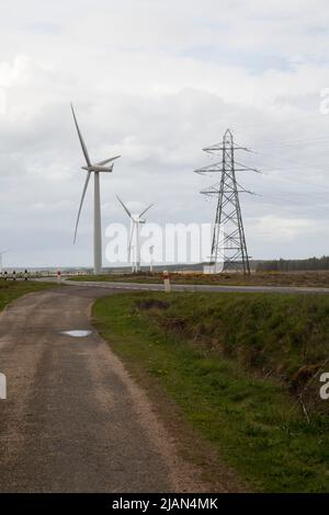 Causeymire Wind Farm, A9, Achkeeper, Scotland Stock Photo