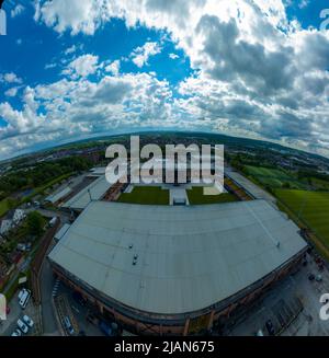 Vale Park , Robbie Williams Homecoming Concert in Burslem Stoke on Trent Aerial Drone View of the Stage FINISHED  and local area Port Vale FC Stock Photo