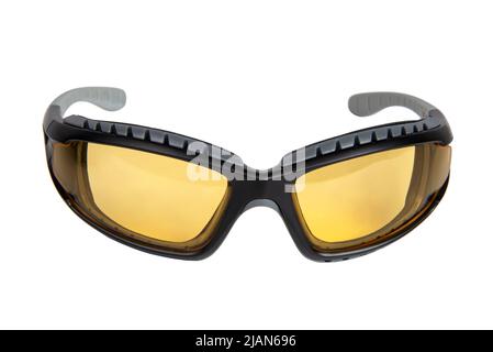 Tactical yellow glasses isolated on the white background Stock Photo