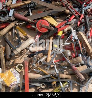 Tools (No. 2) - various old and used tools at the flea market in Hanover Stock Photo