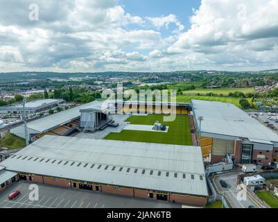 Vale Park , Robbie Williams Homecoming Concert in Burslem Stoke on Trent Aerial Drone View of the Stage FINISHED  and local area Port Vale FC Stock Photo