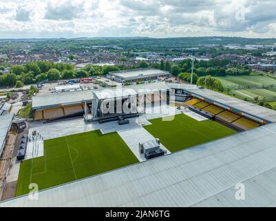 Vale Park , Robbie Williams Homecoming Concert in Burslem Stoke on Trent Aerial Drone View of the Stage FINISHED  and local area Port Vale FC Stock Photo