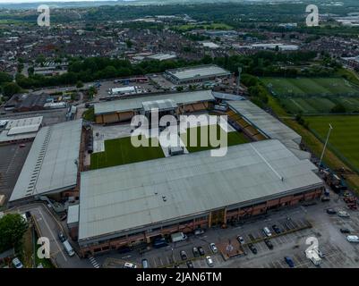 Vale Park , Robbie Williams Homecoming Concert in Burslem Stoke on Trent Aerial Drone View of the Stage FINISHED  and local area Port Vale FC Stock Photo