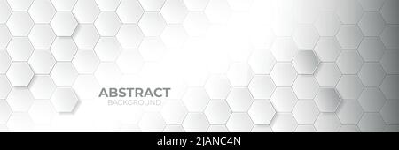 Stylish white and gray abstract vector background with shaded hexagons. Modern banner or wallpaper for websites, posters or advertisement Stock Vector