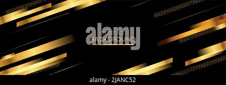 Elegant and sophisticated abstract vector background of ribbons in gold and black tones. Luxurious banner or wallpaper for websites, posters or advert Stock Vector