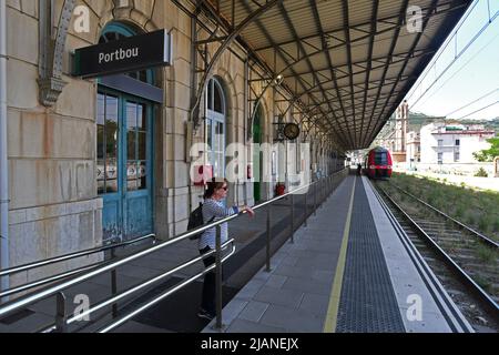 Portbou railway station at The Spanish Catalan border village of Portbou which borders France and Spain Stock Photo