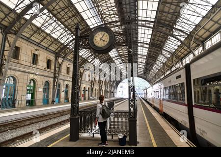 Portbou railway station at The Spanish Catalan border village of Portbou which borders France and Spain Stock Photo