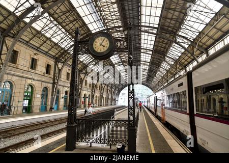 Portbou railway station at The Spanish Catalan border village of Portbou which borders France and Spain Stock Photo