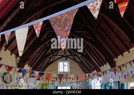 Devon, UK, 31/05/2022, Platinum Jubilee: The small South Devon Village of Bickington Prepares for the 2022 Platinum Jubilee Celebrations. Stock Photo