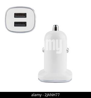 car charger from the cigarette lighter for phone tablet, on a white background in isolation Stock Photo