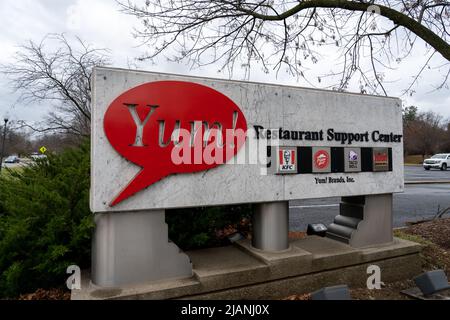 Louisville, KY, USA - December 28, 2021: Yum! Brands support center sign is in Louisville, KY. USA. Stock Photo