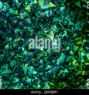 Emerald, Sapphire or Tourmaline green crystals. Gems. Mineral crystals in the natural environment. Stone of precious crystals on white background is Stock Photo