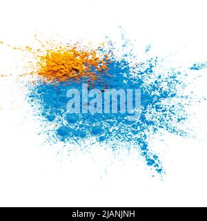 abstract powder splatted background. Colorful powder explosion on white background. Colored cloud. Colorful dust explode. Paint Holi Stock Photo