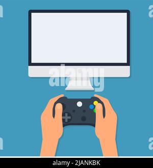 Businessman hand holding game controller - Flat style Eps 10 Stock Vector