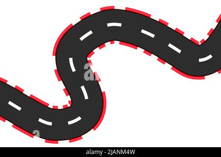 Car race empty road, curve track top view in cartoon style isolated on white background. Sport formula map. . Vector illustration Stock Vector