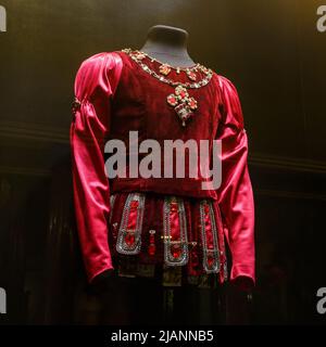 Paris, France, March 31 2017: Exhibition of Opera costumes in Palais Garnier in Paris. France. It was built from 1861 to 1875 for the Paris Opera Stock Photo