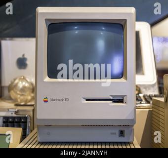 Istanbul, Turkey, 23 March 2019: Apple Macintosh Classic Personal computer Old original computer with keyboard on display in a Rahmi Koc museum Stock Photo