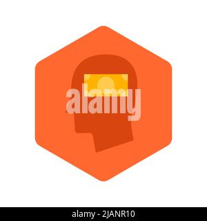 Money Mind Hexagonal Icon Stock Vector