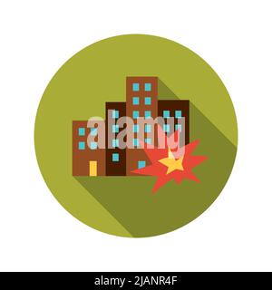 Bombed City Circle Icon Stock Vector