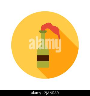 Molotov Cocktail Circle Icon Stock Vector