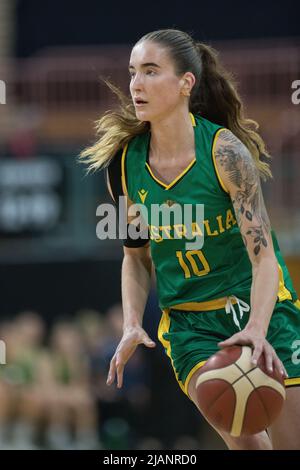 Newcastle, Australia. 31st May, 2022. Anneli Maley of Australia Women's Basketball Team seen in action during Game 3 of the Friendly International Women Series match between Australia Women's Basketball Team against the Japan Women's Basketball Team at The Newcastle Entertainment Centre. Final score; Australia 67:69 Japan. Credit: SOPA Images Limited/Alamy Live News Stock Photo