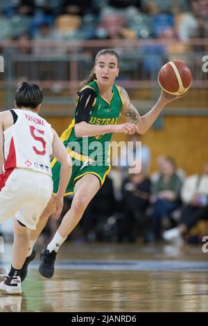 Newcastle, Australia. 31st May, 2022. Anneli Maley of Australia Women's Basketball Team seen in action during Game 3 of the Friendly International Women Series match between Australia Women's Basketball Team against the Japan Women's Basketball Team at The Newcastle Entertainment Centre. Final score; Australia 67:69 Japan. Credit: SOPA Images Limited/Alamy Live News Stock Photo