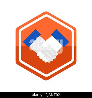 Handshake Hexagonal Icon Stock Vector